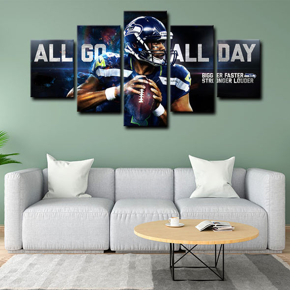 5 panel canvas wall art framed prints  Russell Wilson decor picture1236 (4)
