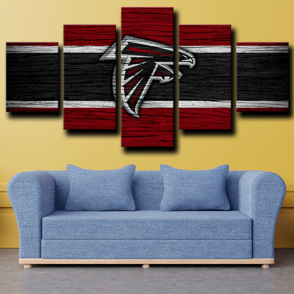 5 panel canvas wall art prints Atlanta Falcons Badge home decor-1240 (3)