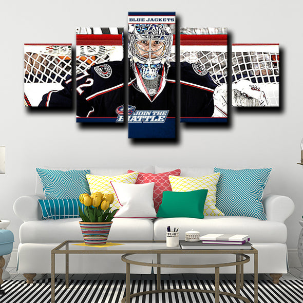 5 panel canvas wall art prints Blue Jackets Goaltender home decor-1213 (4)