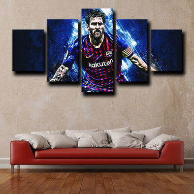 5 panel canvas wall art prints FC Barcelona Messi home decor-1229 (1)