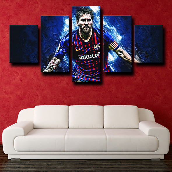 5 panel canvas wall art prints FC Barcelona Messi home decor-1229 (4)