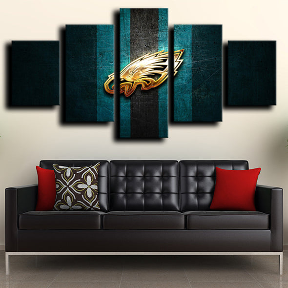 5 panel custom canvas art Philadelphia Eagles Logo Gold room decor-1207 (3)