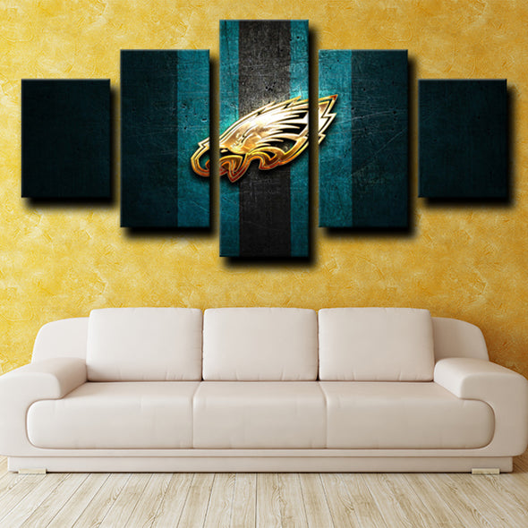 5 panel custom canvas art Philadelphia Eagles Logo Gold room decor-1207 (4)