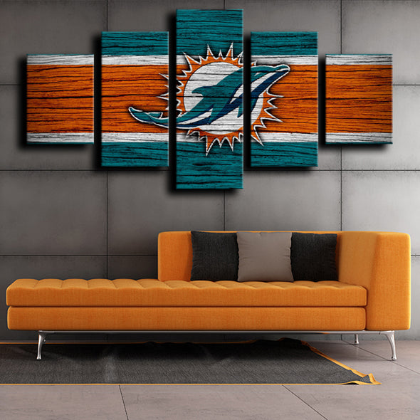 5 panel custom canvas art Prints Dolphins Logo live room decor-1240 (4)