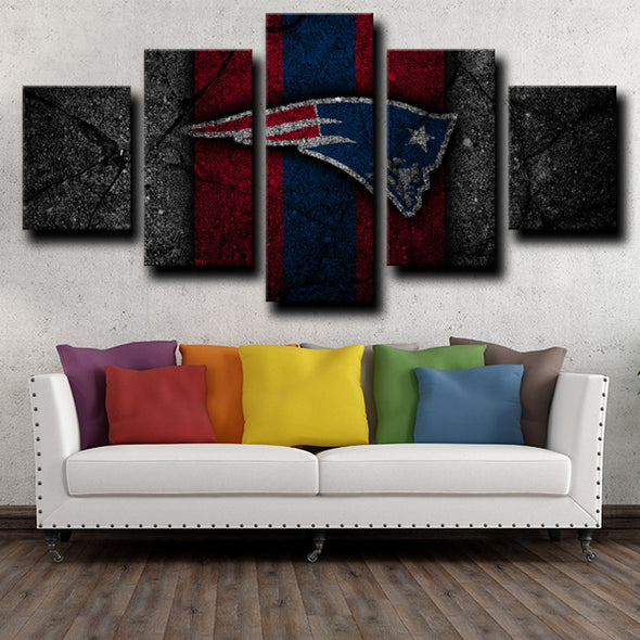 5 panel custom canvas art Prints Patriots Logo Black live room decor-1225 (3)