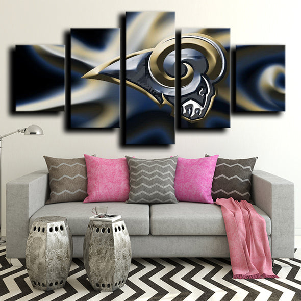 5 panel custom canvas art Rams logo crest live room decor-1220 (2)