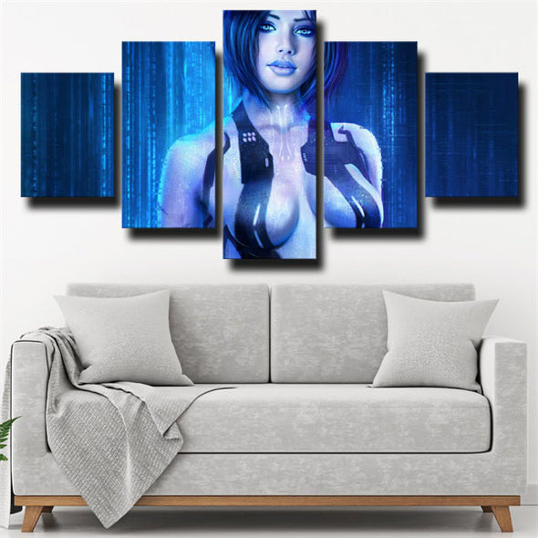5 panel games Halo Cortana canvas art framed prints wall picture-1501 (1)