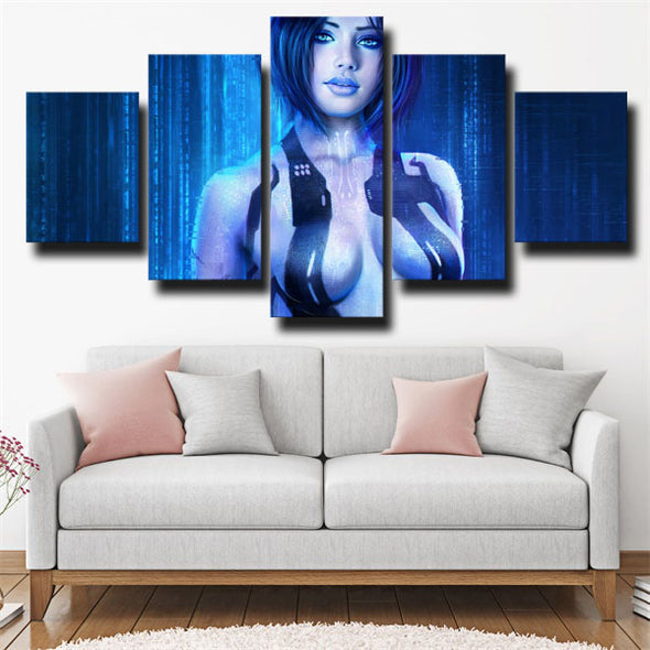 5 panel games Halo Cortana canvas art framed prints wall picture-1501 (2)