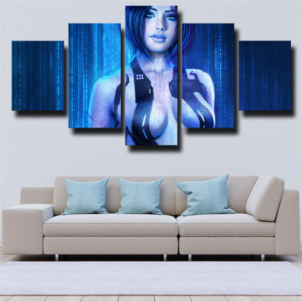 5 panel games Halo Cortana canvas art framed prints wall picture-1501 (3)