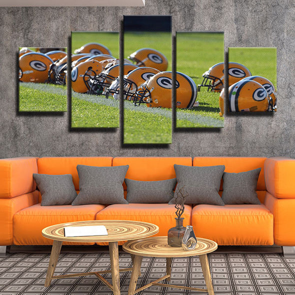5 panel modern art canvas Packers Stadium helmet wall picture-1227 (3)