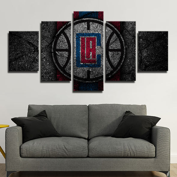 5 panel modern art canvas prints Clippers Split logo live room decor-1214 (4)