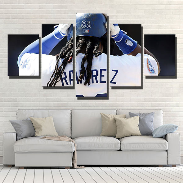 5 panel modern art canvas prints Dodgers Defensive back wall picture-40010 (2)