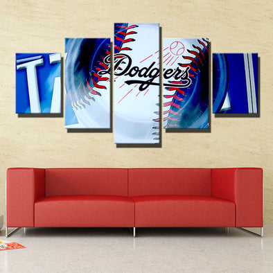 5 panel modern art canvas prints Dodgers baseball decor picture-4009 (1)