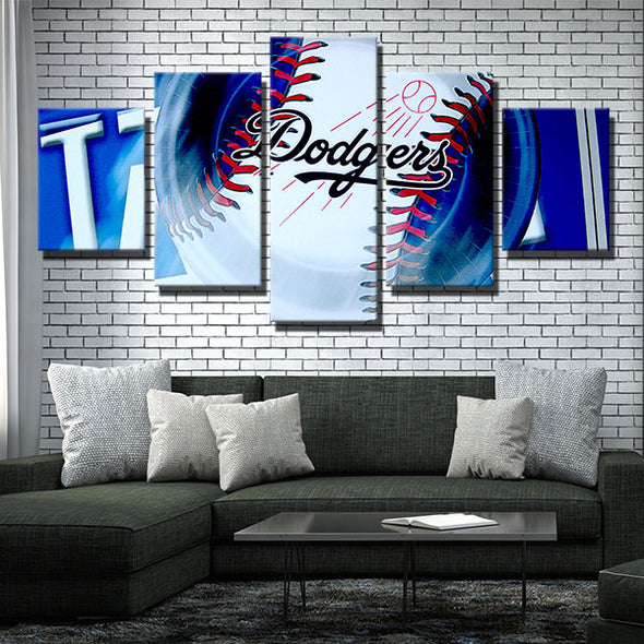 5 panel modern art canvas prints Dodgers baseball decor picture-4009 (4)