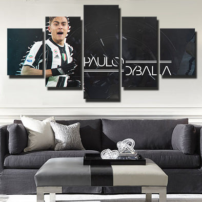 5 panel modern art canvas prints Juve Dybala black live room decor-1334 (1)