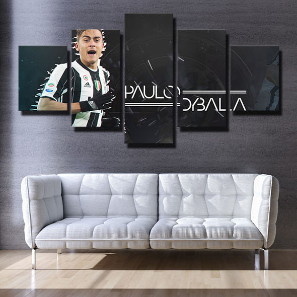 5 panel modern art canvas prints Juve Dybala black live room decor-1334 (3)
