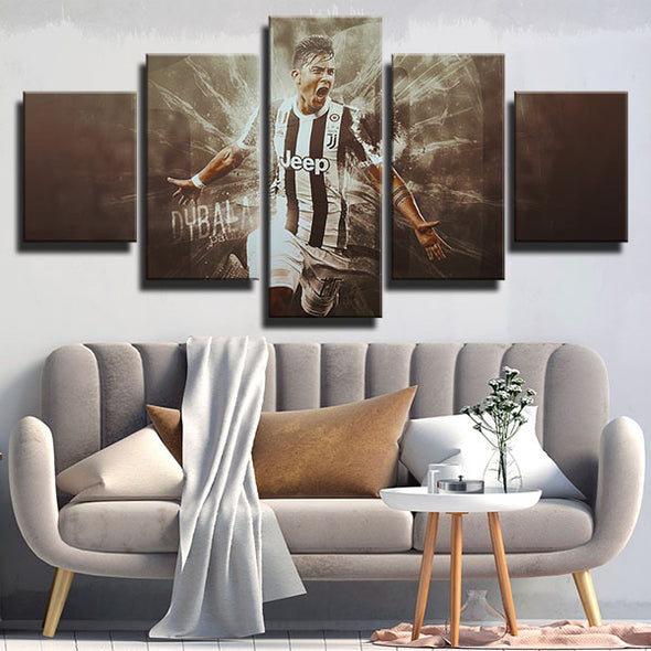 5 panel modern art canvas prints Juve Excited Dybala decor picture-1317 (3)
