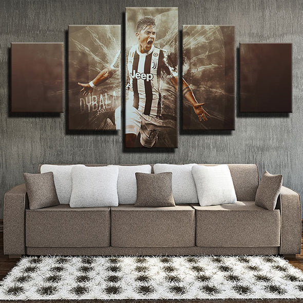 5 panel modern art canvas prints Juve Excited Dybala decor picture-1317 (1)