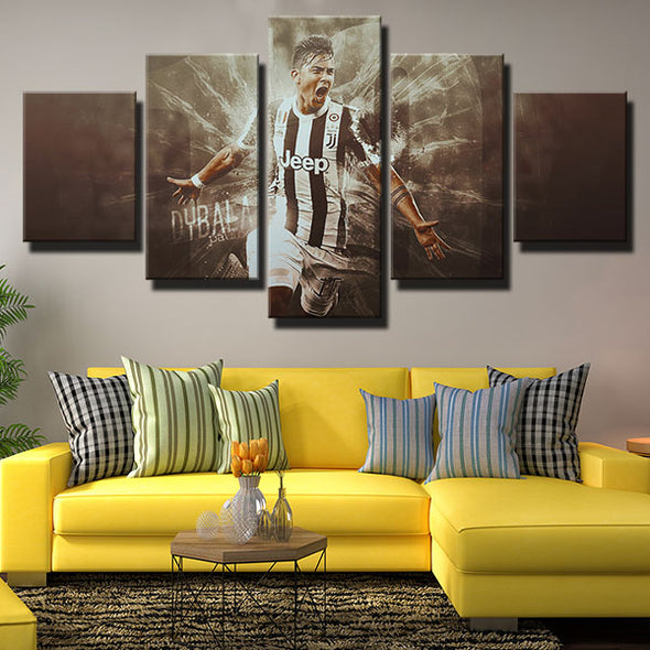5 panel modern art canvas prints Juve Excited Dybala decor picture-1317 (4)