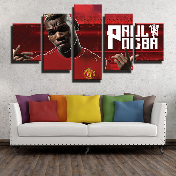 5 panel modern art canvas prints MUFC Pogba red Venue decor picture-1253 (3)