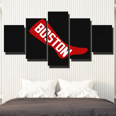 5 panel modern art canvas prints Red Sox Black red sock wall picture-50020 (1)