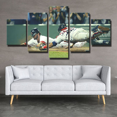 5 panel modern art canvas prints Red Sox Catch the ball wall decor-50041 (1)