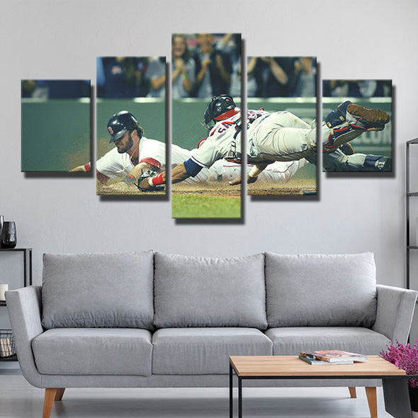 5 panel modern art canvas prints Red Sox Catch the ball wall decor-50041 (3)