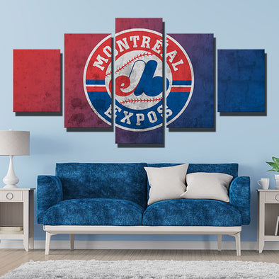 5 panel modern art canvas prints Red Sox Mottled paint wall picture-5009 (1)