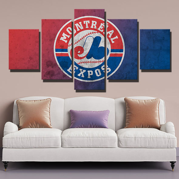 5 panel modern art canvas prints Red Sox Mottled paint wall picture-5009 (3)