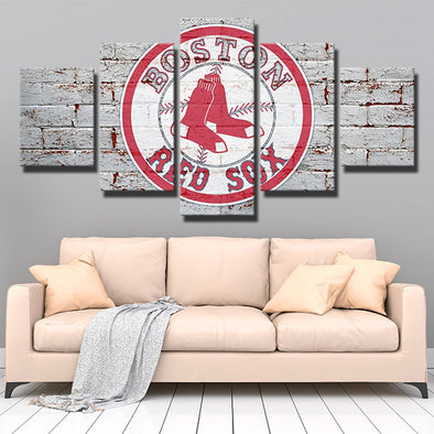 5 panel modern art canvas prints Red Sox Red brick wall wall picture-50027 (1)