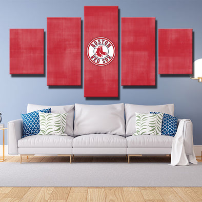 5 panel modern art canvas prints Red Sox Red smudge wall wall decor-50028+ (1)