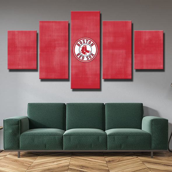 5 panel modern art canvas prints Red Sox Red smudge wall wall decor-50028+ (2)