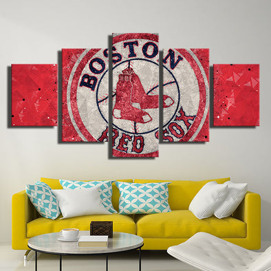 5 panel modern art canvas prints Red Sox Red snowflake home decor-50016 (1)