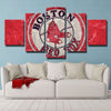 5 panel modern art canvas prints Red Sox Red snowflake home decor-50016 (2)