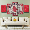 5 panel modern art canvas prints Red Sox Red snowflake home decor-50016 (3)