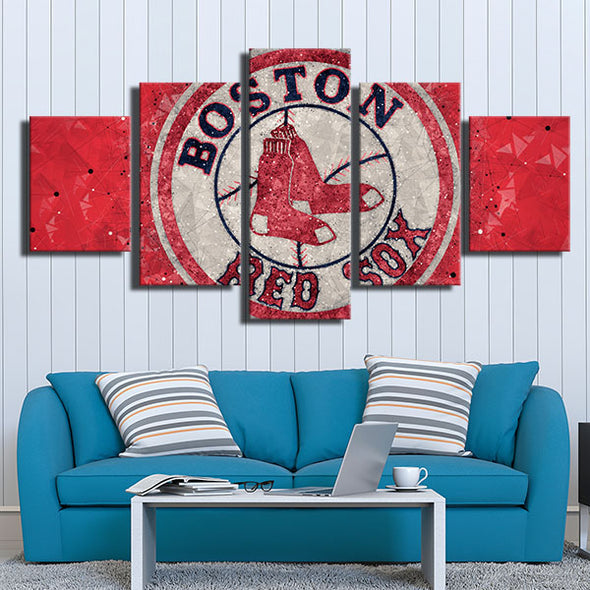 5 panel modern art canvas prints Red Sox Red snowflake home decor-50016 (4)