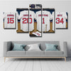 5 panel modern art canvas prints Red Sox Team uniform decor picture-500420 (1)