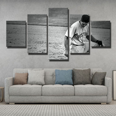 5 panel modern art canvas prints Red Sox artistic photos wall picture-50039 (1)