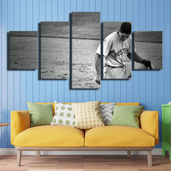 5 panel modern art canvas prints Red Sox artistic photos wall picture-50039 (2)