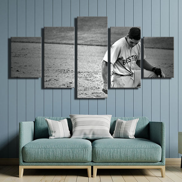 5 panel modern art canvas prints Red Sox artistic photos wall picture-50039 (3)