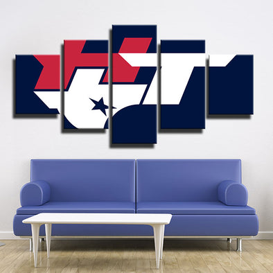 5 panel modern art canvas prints Texans blue Literalization home decor-1207 (1)