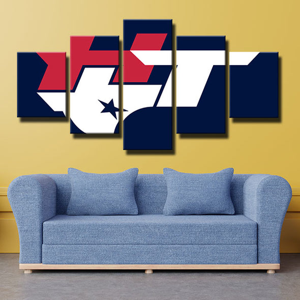 5 panel modern art canvas prints Texans blue Literalization home decor-1207 (2)