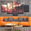 5 panel modern art canvas prints Zebre Orange red Dybala wall decor-1301 (2)