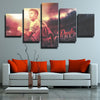 5 panel modern art canvas prints Zebre Orange red Dybala wall decor-1301 (4)