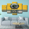 5 panel modern art canvas the Indians yellow logo wall picture-1226 (4)