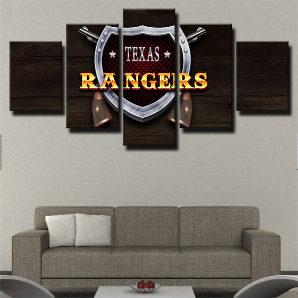5 panel modern art framed printTexas Rangers Emblem wall decor1238 (4)