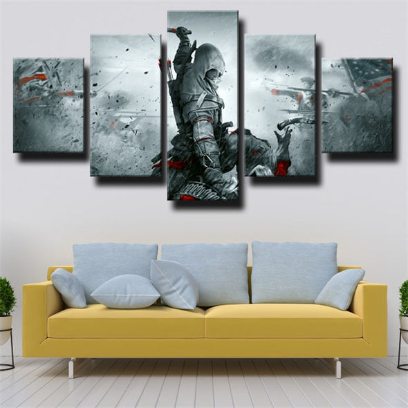 5 panel modern art framed print Assassin's Creed III wall picture-1206 (2)