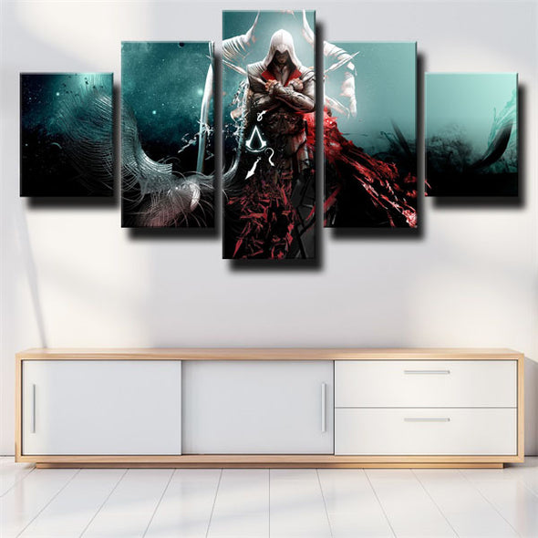 5 panel modern art framed print Assassin's Creed II Ezio home decor-1216 (2)