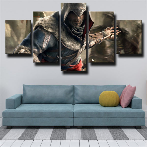 5 panel modern art framed print Assassin's Creed II Ezio live room decor-1217 (3)