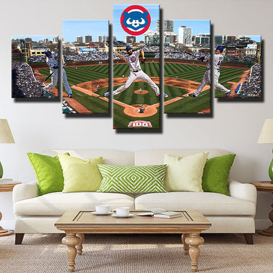 5 panel modern art framed print CCubs MLB home Wrigley Field wall decor-1201 (1)